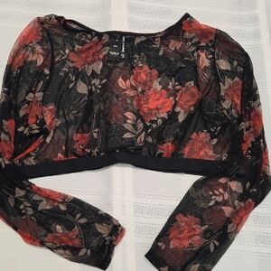 Torrid Red and Black Floral Crop Top